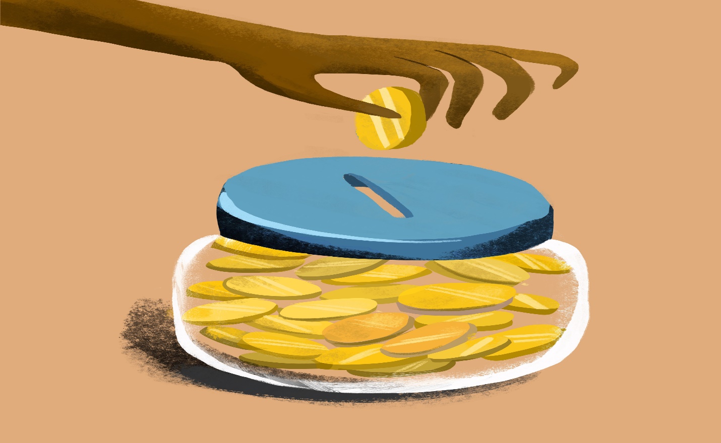 Coins in jar illustration